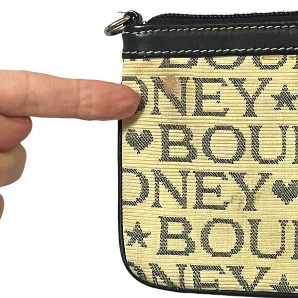 Dooney & Bourke Logo Wristlet Cream Brown Leather Zip Closure Lined Mini Bag - Picture 9 of 9